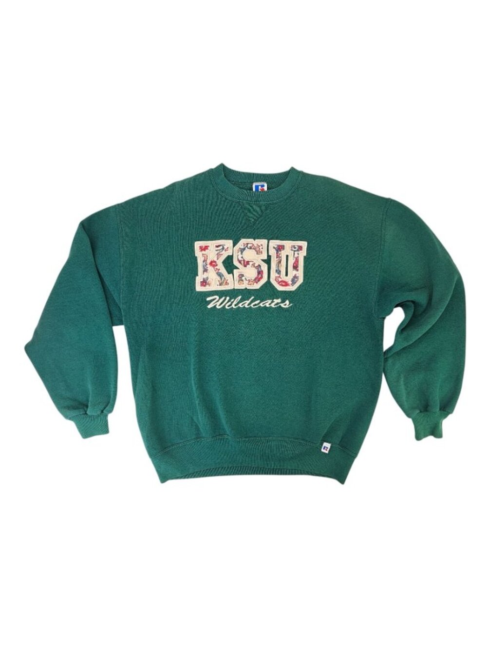 Vintage KSU K-State Wildcats Russell Athletic Green Sweatshirt Men XL Floral - Picture 6 of 10